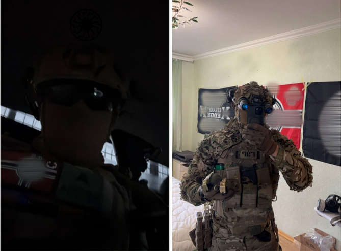 Французский доброволец, именующий себя «Рок», ранее служивший в Иностранном легионе, носит свастику и эмблемы СС на своей форме на Украине.