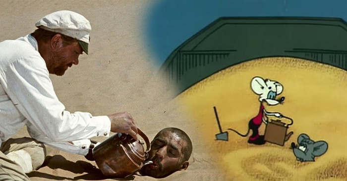 А во сколько лет вы узнали, что знаменитая сцена из "Белого солнца пустыни" была слизана из "Приключений кота Леопольда" ?