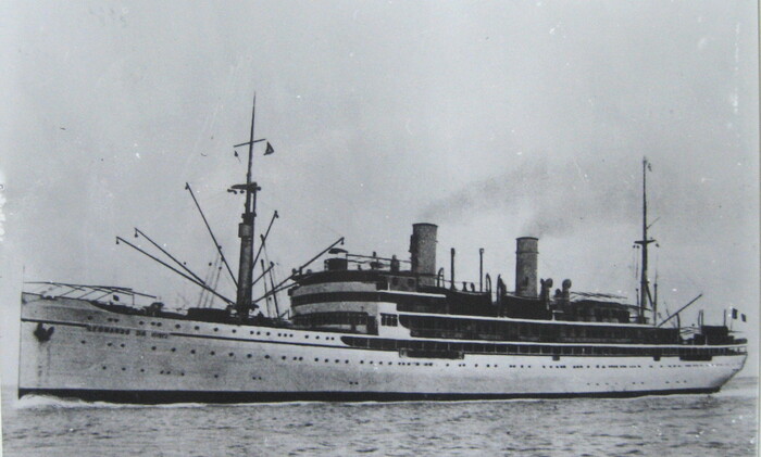 Лайнер Leonardo da Vinci, столкнувшийся с затонувшим Ljubljana в гавани Шибеника в ночь с 29 февраля на 1 марта 1940 года