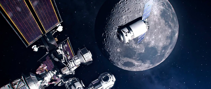 �� ����������� �������� ����������� ������� SpaceX Dragon XL ������������ � ������ ������� Gateway. ��������: NASA