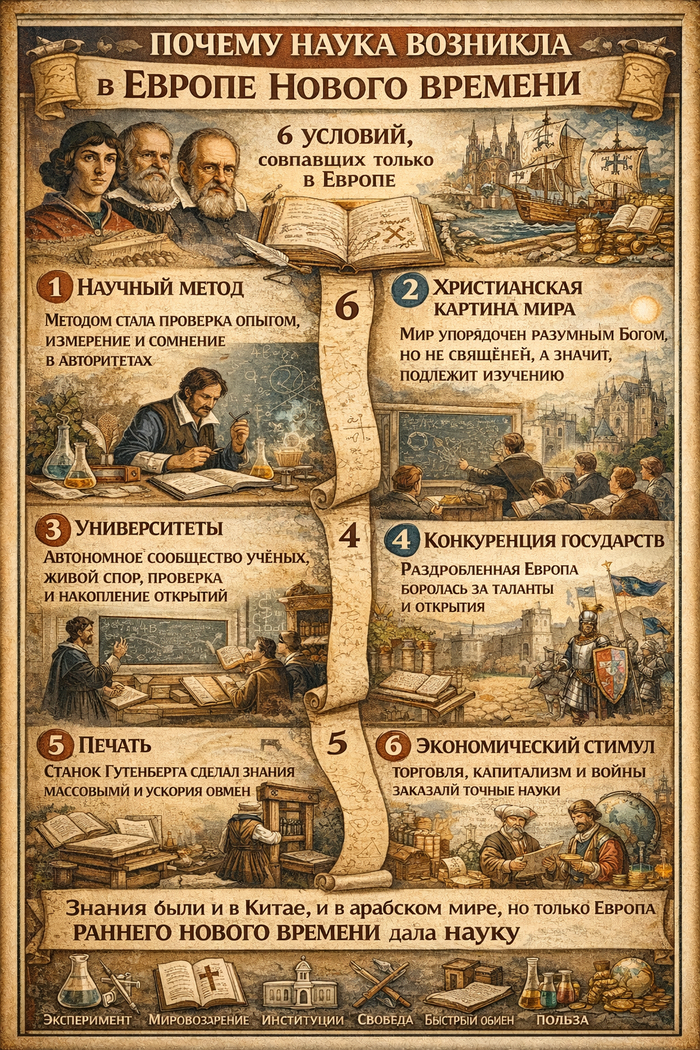 Почему современная наука родилась именно в Европе Нового Времени