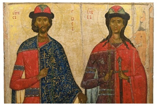 Святые Борис и Глеб (Русская икона второй половины 14 века,