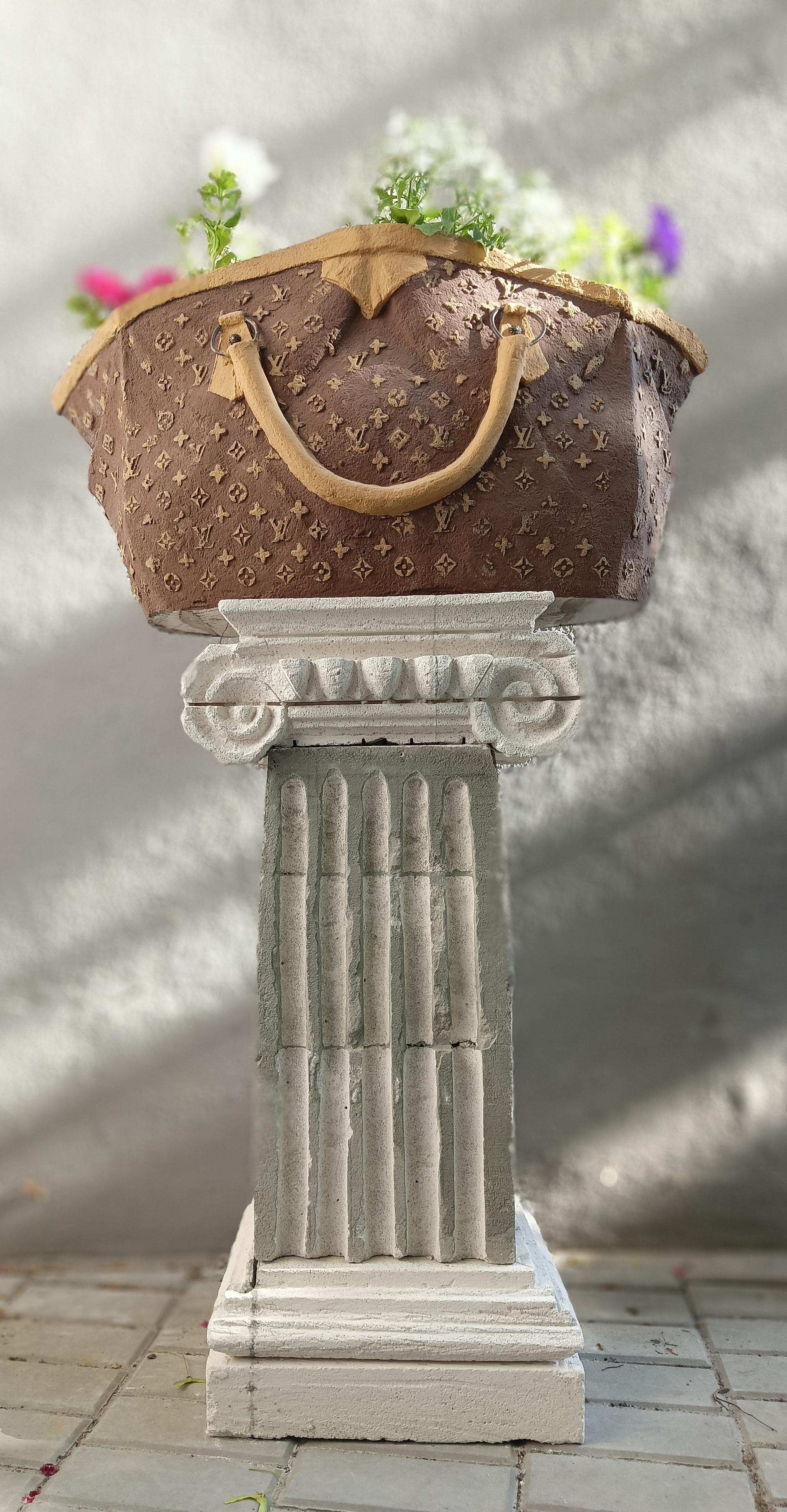 Вазон для цветов из газоблока и плиточного клея - Моё, Скульптура, Маф, Вазон, Кашпо, Ордер, Мастер, Красота, Архитектура, Длиннопост
