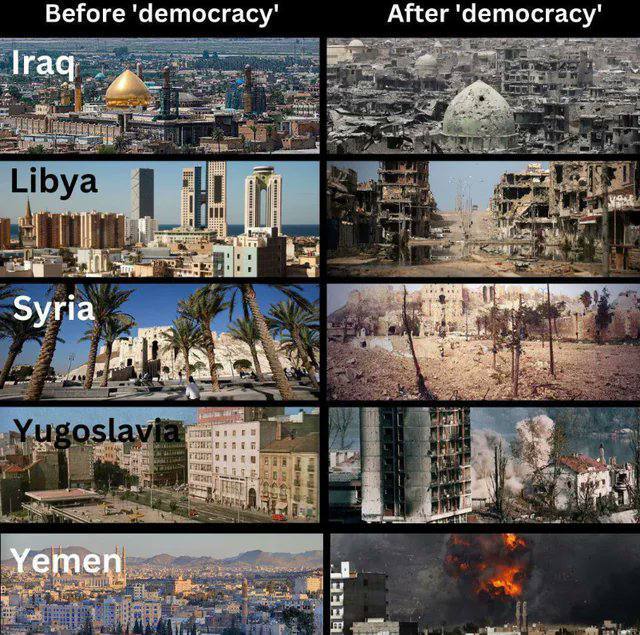 До прихода Американской демократии и после