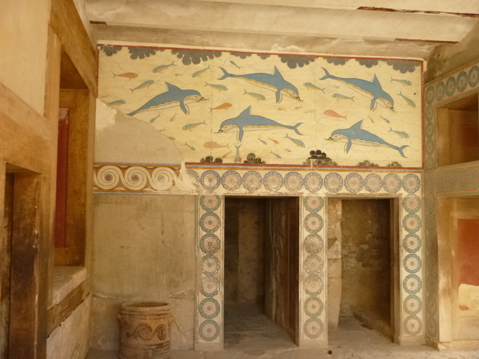 6. Crete, Minoan Palace of Knossos, lower hall, paintings with dolphins