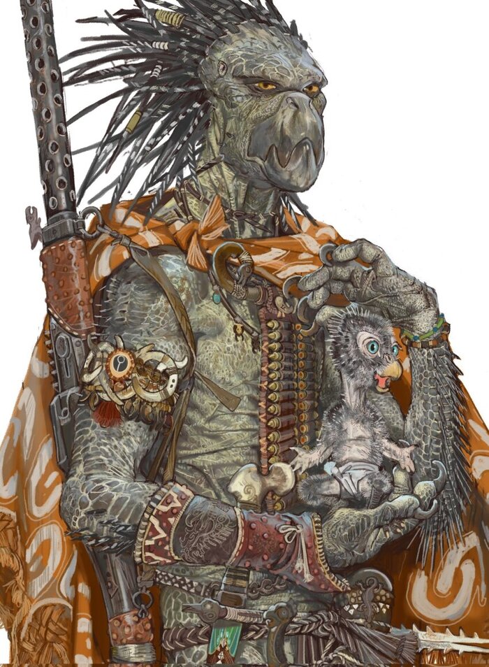 Союзник Тау - воинственный Крут с птенцом.