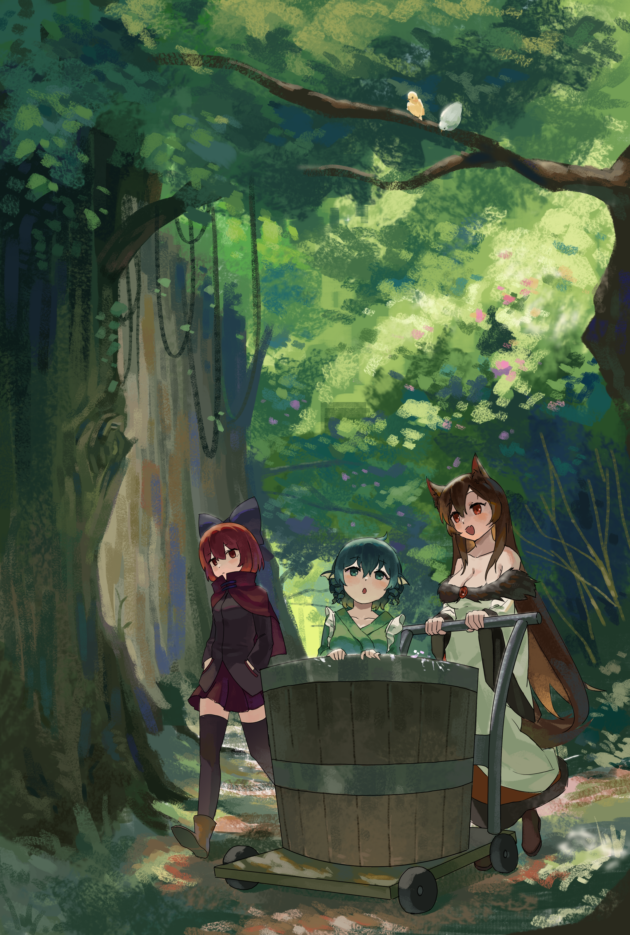 Прогулка - Touhou, Imaizumi Kagerou, Wakasagihime, Sekibanki, Animal Ears, Anime Art, Game Art, Аниме, Игры