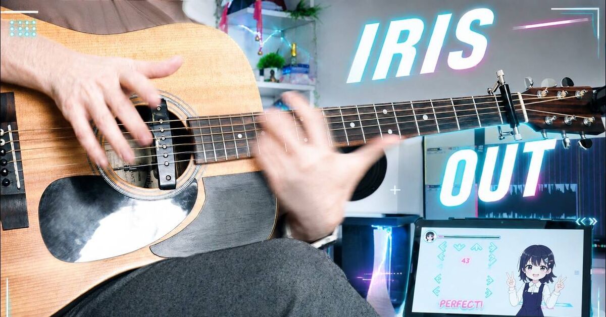 IRIS OUT on guitar - My, Youtube, Guitar, Cover, Fingerstyle, Guitar cover, Anime, Chainsaw, Chainsaw man, Reze, Video