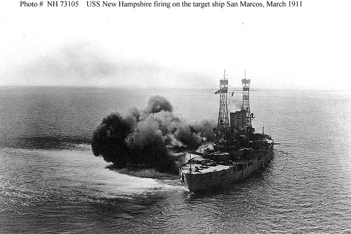 ���������� USS New Hampshire ���� ����� �� �������-������ USS San Marcos, ���� 1911 ����