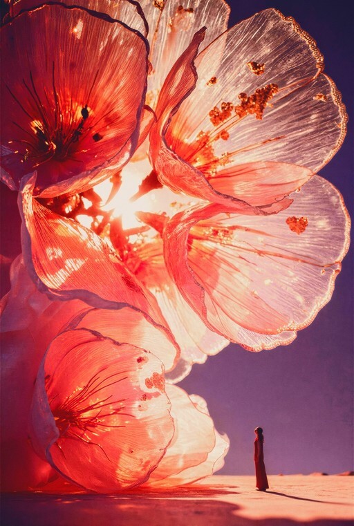 AI Art: Z Image Turbo — гигантские стеклянные цветы
