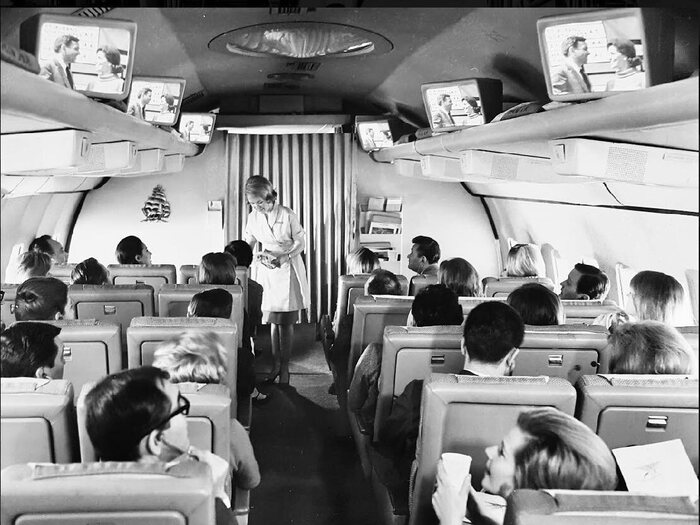 Салон Боинга 707 авиакомпании "Pan American" в 60-х