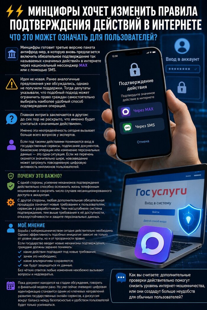 Минцифры вновь предлагает изменить правила подтверждения действий в интернете. Что это может означать для пользователей?
