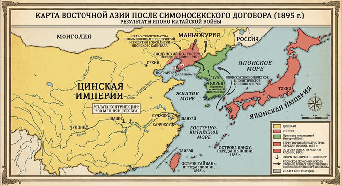 Сгенерированная карта результатов Японо-китайской войны.