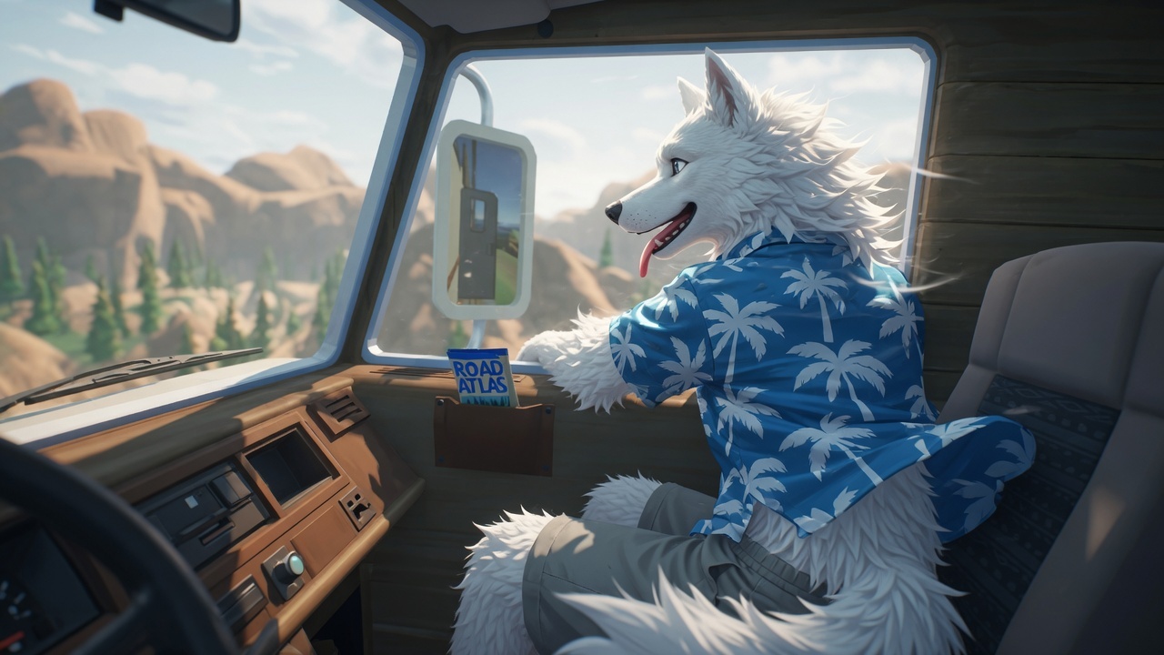 Furry art by Wolfmks #3859 for The Hangover in the RV - My, Neural Network Content, Furry, Longpost
