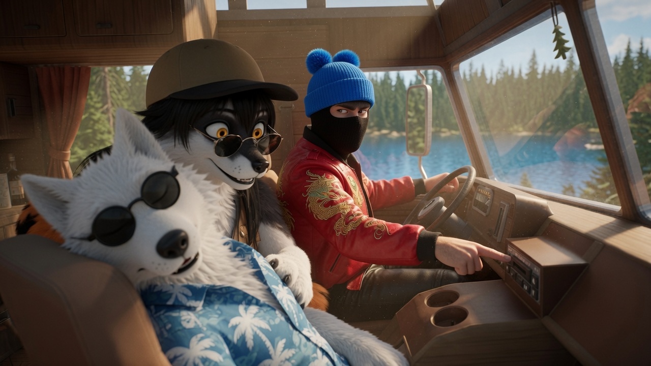 Furry art by Wolfmks #3859 for The Hangover in the RV - My, Neural Network Content, Furry, Longpost