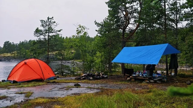 Journey through Karelia. Chapter 1: Ladoga Skerries. Part 4 - My, Skerries, Карелия, Ladoga, Lake, Alloy, Australian shepherd, Kayak, Rain, Beach, The rocks, Hike, Weather, Longpost