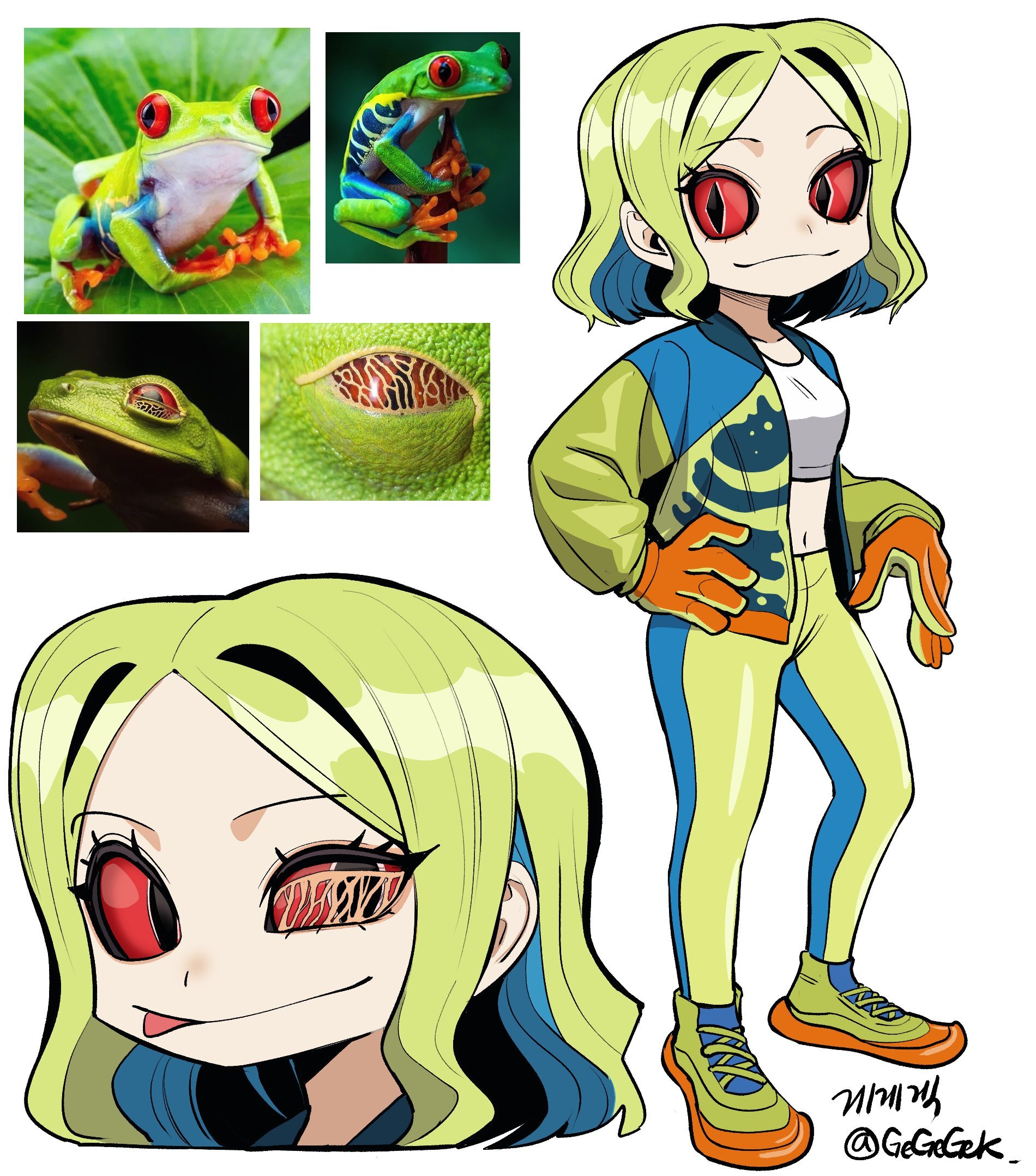 Continuation of the post “Humanization” - Series GeGeGek, Art, Anime, Anime art, Humanization, Animal ears, Gegegekman, A wave of posts, Frogs, Reply to post, Longpost