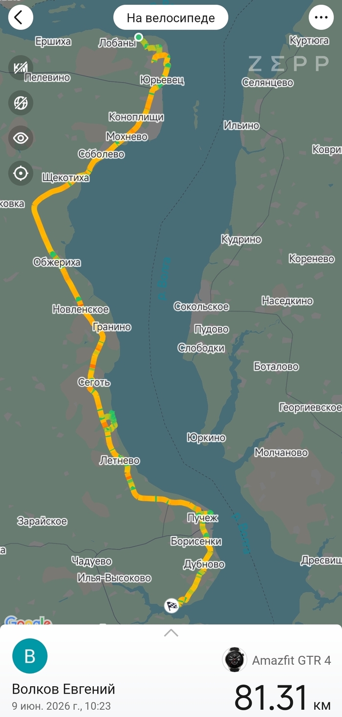 Поехал на велике от Костромы до Нижнего Новгорода вдоль Волги. День 6. Пучеж. Гроза и ураган. Очередной лучший закат