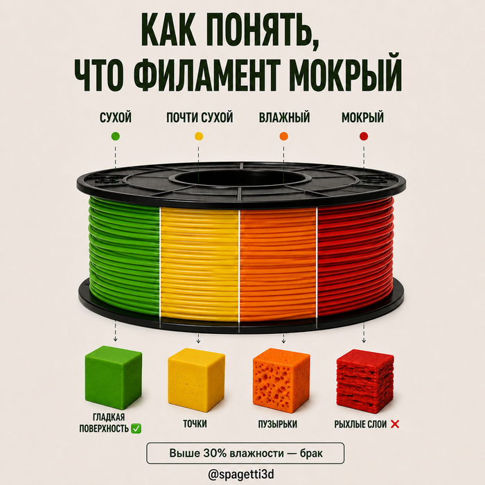 Не сушите филамент? Готовьтесь к рыхлым слоям