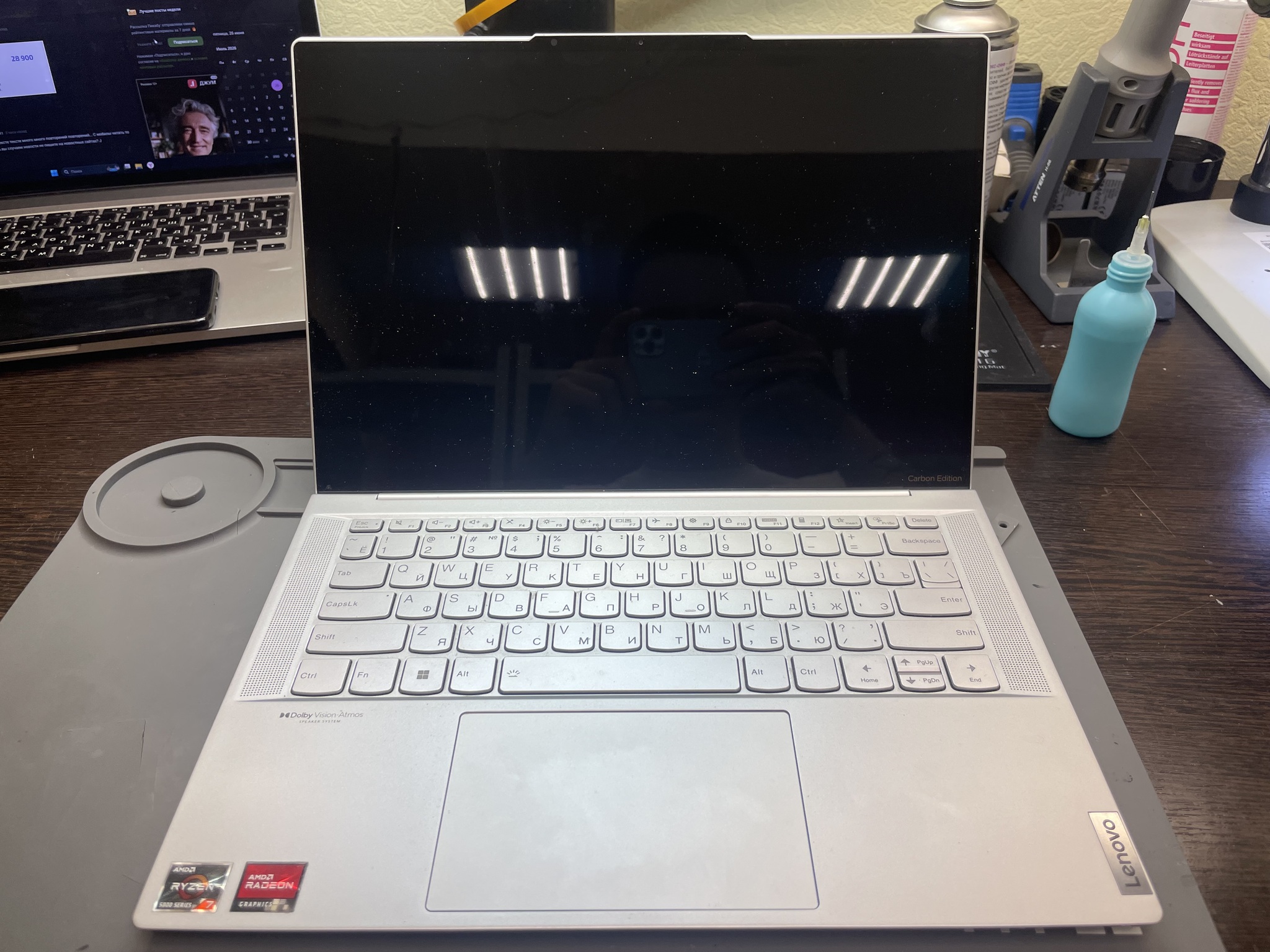 Lenovo Yoga Slim 7 Carbon Repair: A Brick That Was Overheating in the Wrong Places. A Detective Story with a Thermal Imager - Breaking, Soldering, Repair of equipment, Lenovo, Laptop Repair, Rebolling, AMD ryzen, CPU, Spare parts, Video, Vertical video, Short videos, Longpost