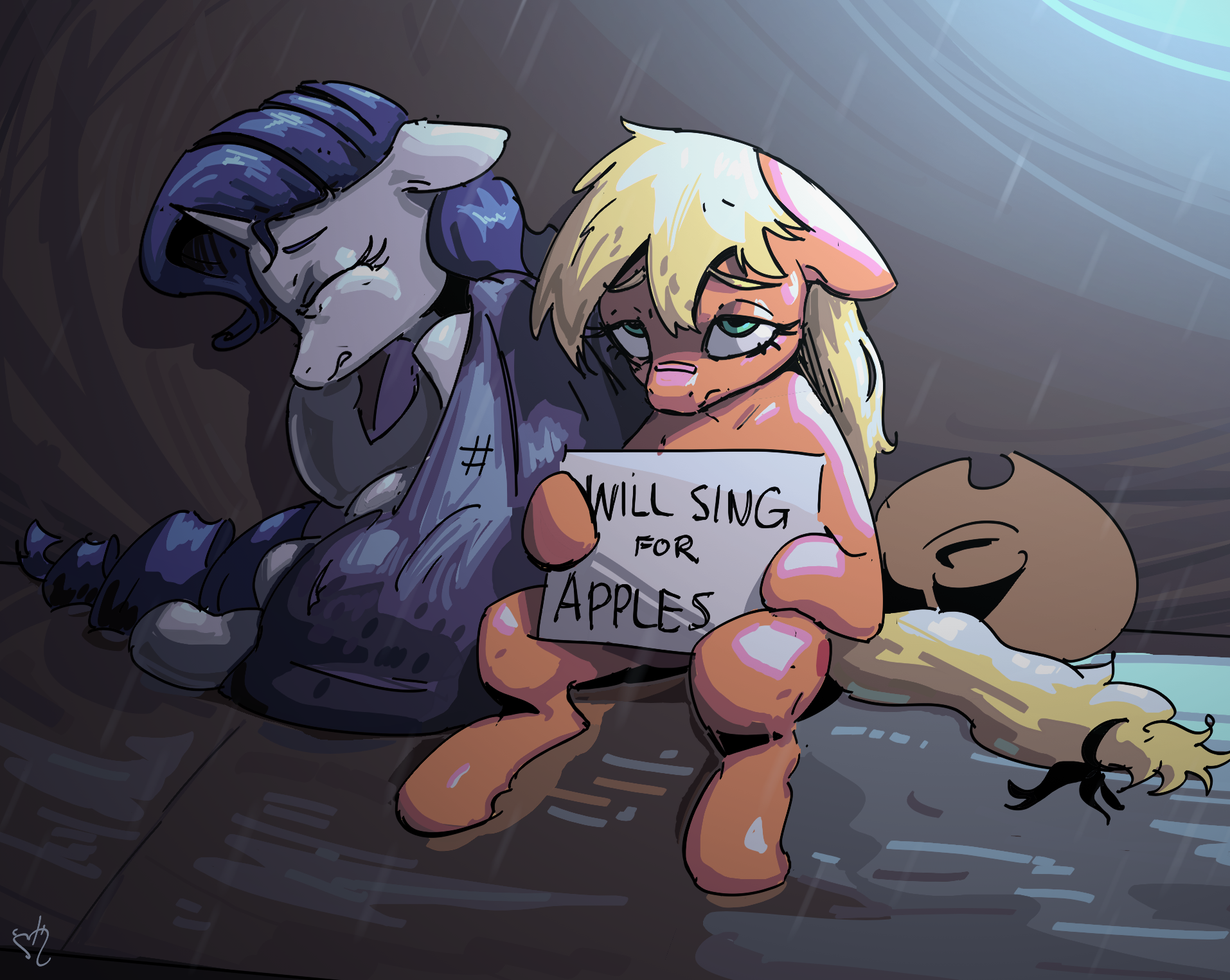 Left on the side of the road - My little pony, Applejack, Rarity