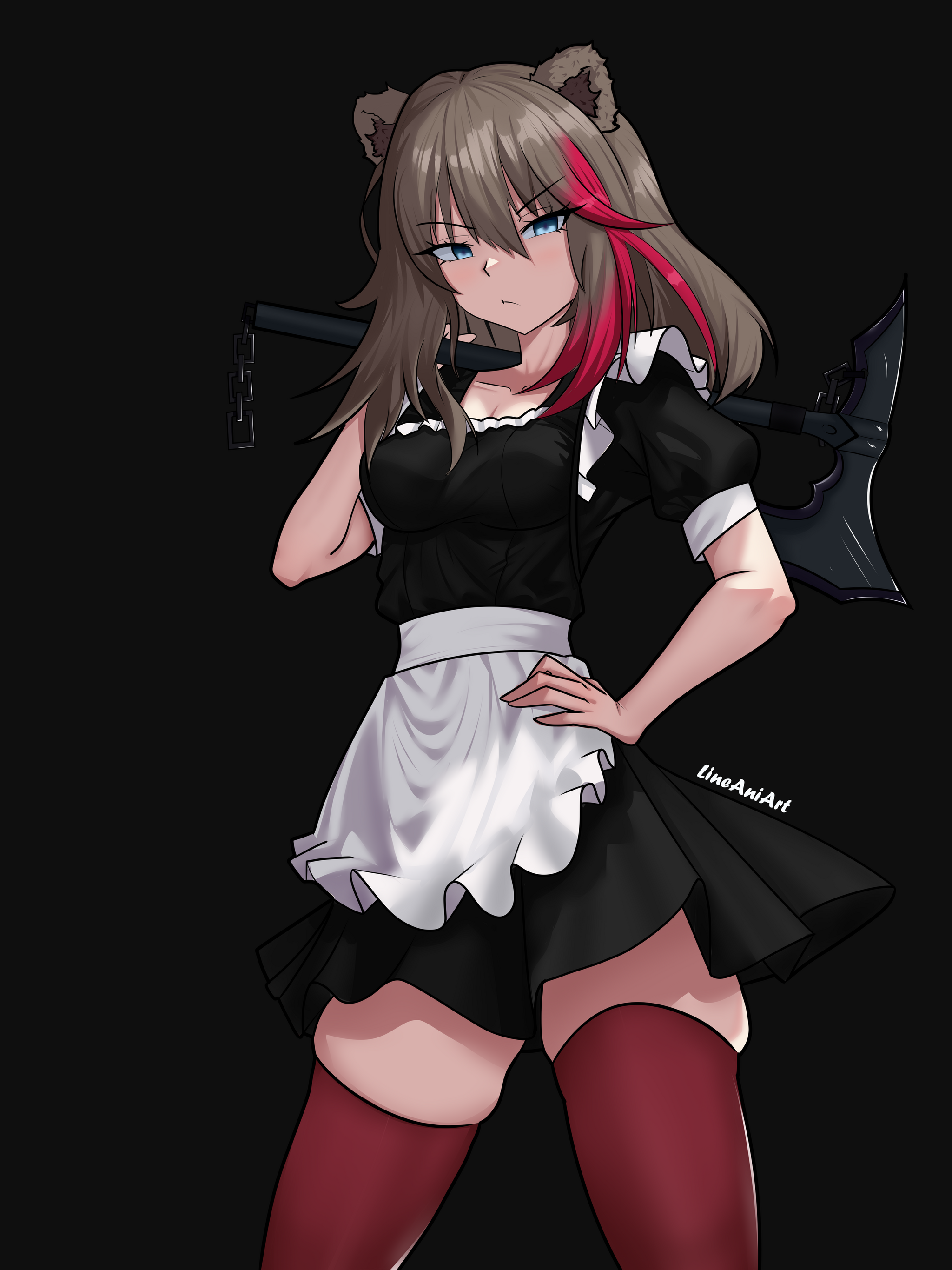 Zima Arknights - Series LineAni, My, Zima (Arknights), Art, Anime art, Arknights, Housemaid, Longpost