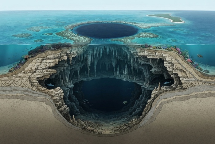 Строение Большой голубой дыры / © Arena/TheSpaceway