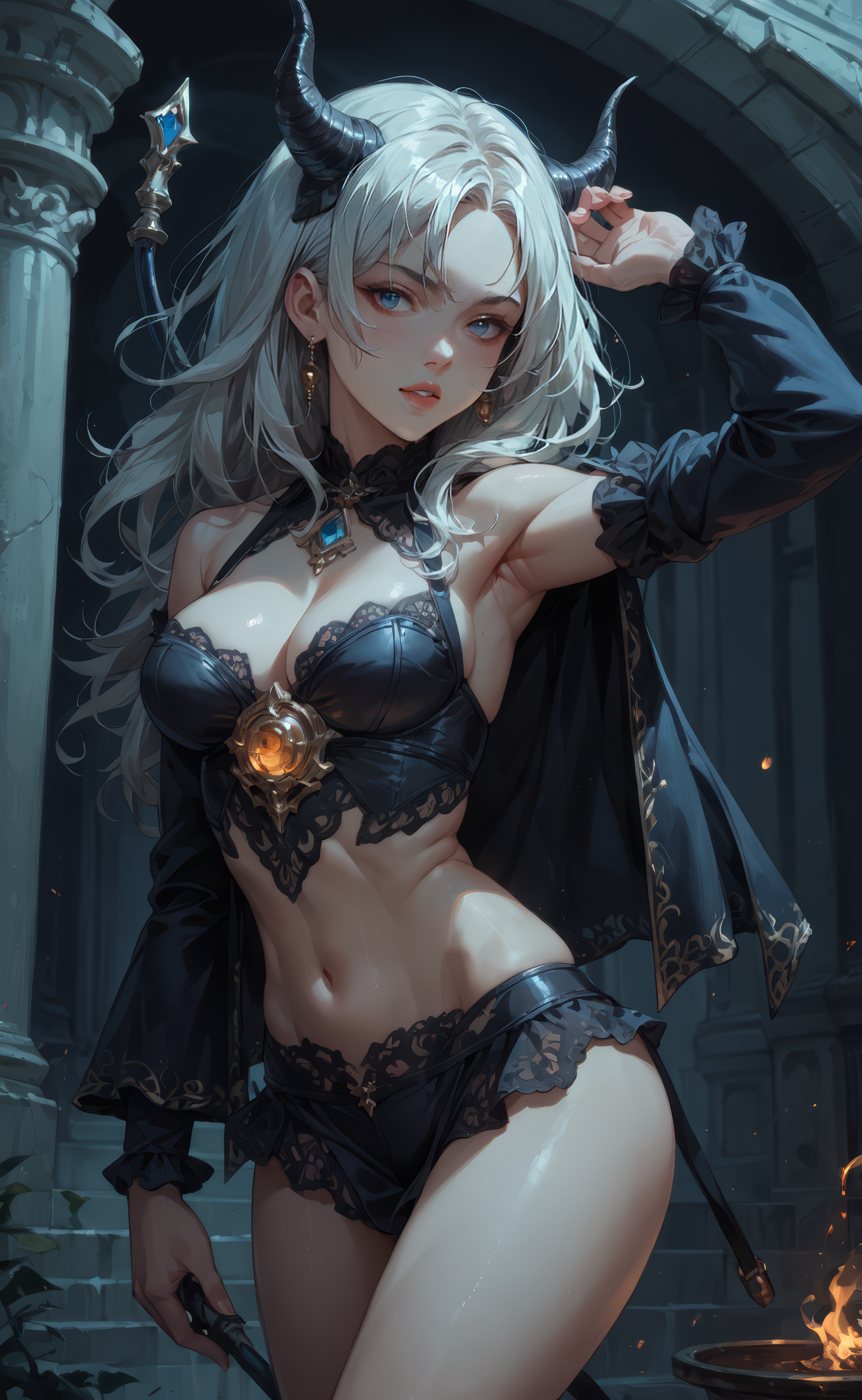 Fantasy Creature Girl - My, Neural Network Content, Neural network art, Fantasy, Girl with Horns