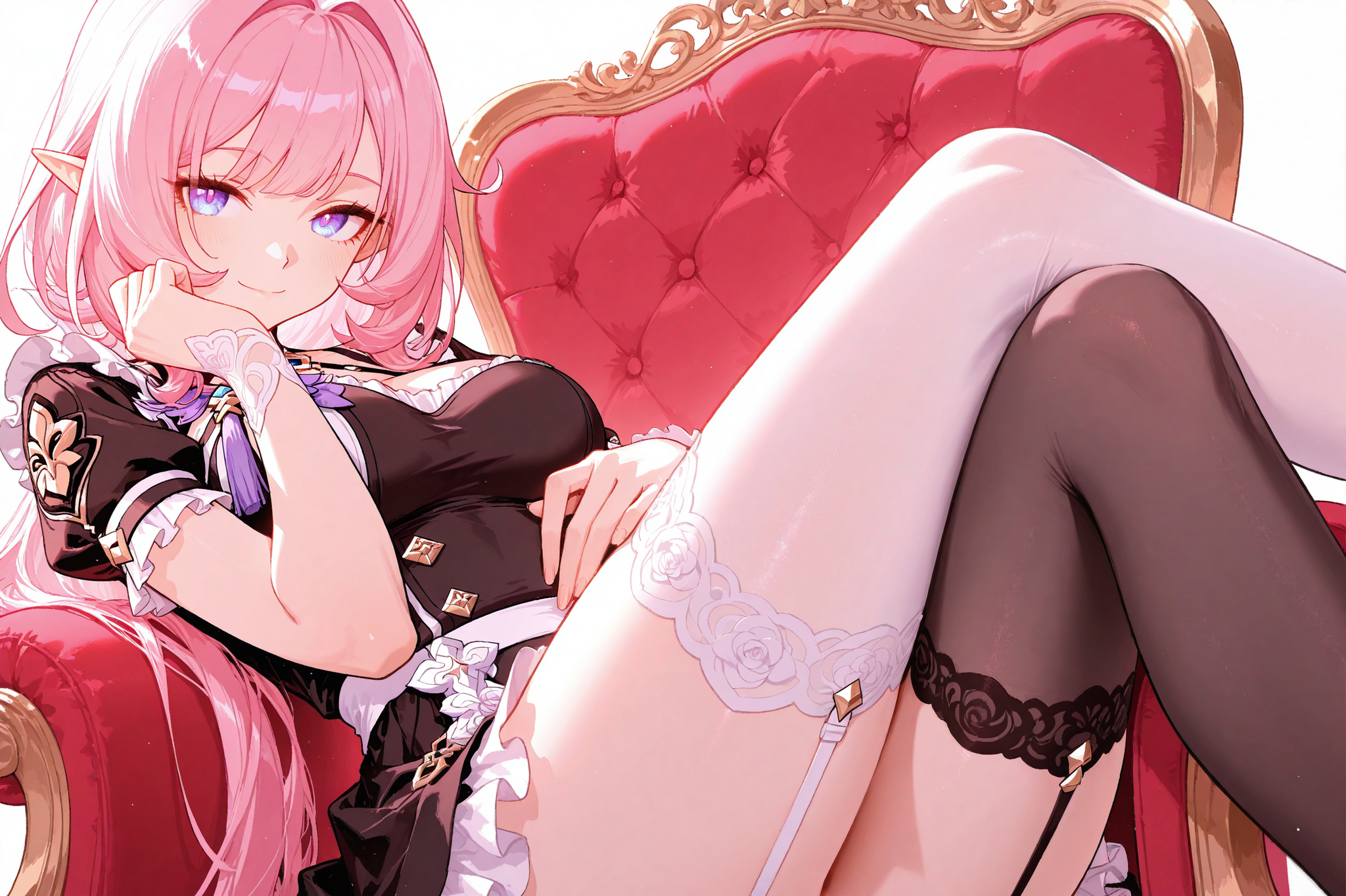 Elysia - Neural Network Content, Anime art, Anime, Honkai Impact, Elysia, Elves, Stockings