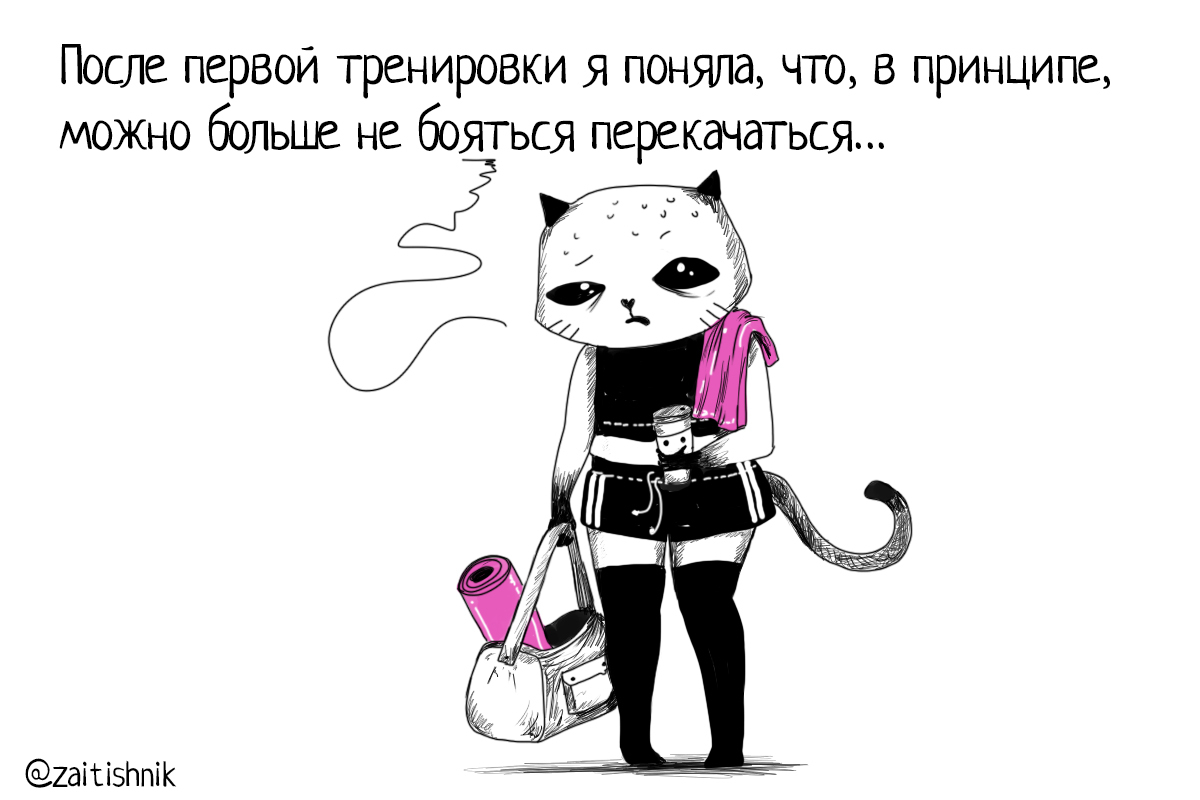Sport - My, Comics, Sad humor, cat, Sport, Gym, Author's comic