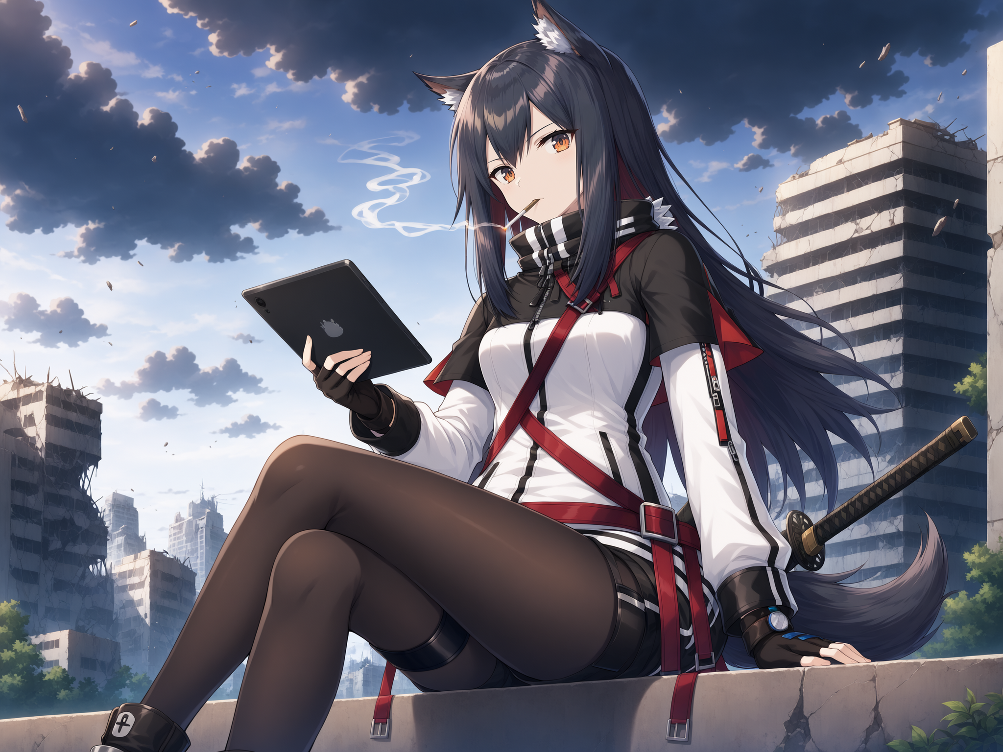 Texas - My, Neural Network Content, Neural network art, Stable diffusion, Anime, Anime art, Arknights, Texas (Arknights)