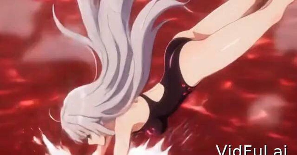 A girl jumps into red hot water - Neural Network Content, Swimsuit, Bathing, Short videos, Rutube, Anime, Hot water, Water, Steam, Girls, Under the water, Water, Bounce, Diving, The rocks, Height, Video