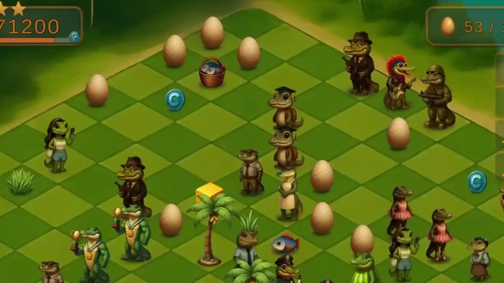 Cocodrillas Saga - увлекательная игра в жанре мерж! Создавайте крокодилов разных профессий. Играйте бесплатно и наслаждайтесь живым общением персонажей! (видео 1)