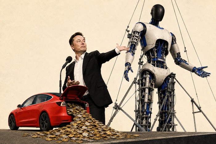 70% выручки Tesla все еще дают машины. Илон Маск хочет заменить их на ИИ и роботов