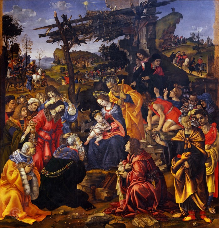 Филиппино Липпи. «Поклонение волхвов». 1496. В настоящее время хранится в галерее Уффици во Флоренции.