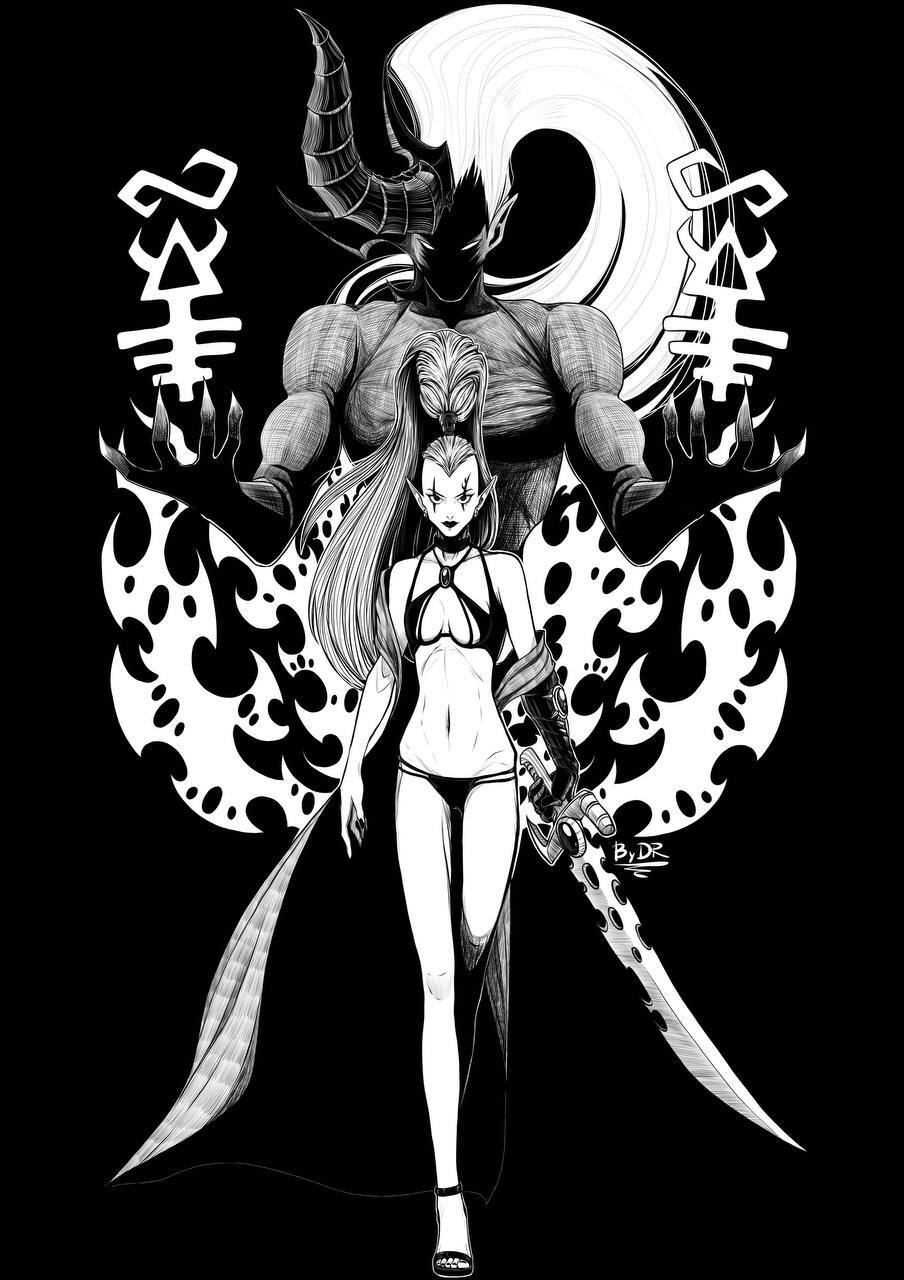 Warhammer 40k; Yvraine and Ynnead - My, Warhammer 40k, Warhammer, Adeptus Astartes, Wh Art, Art, Characters (edit), Yvraine, Ynnari, Eldar
