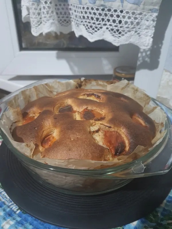Шарлотка с абрикосами. Выпечка на панели вынесена в отдельную программу, время и температуру для неё подбирали так же, как для мяса