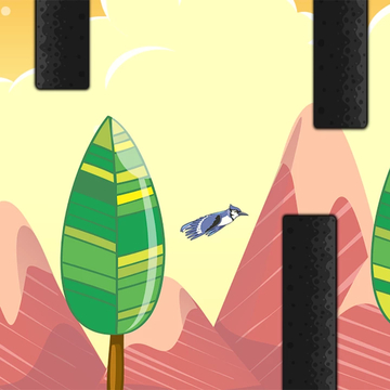 Попробуйте улететь как можно дальше, избегая опасные препятствия