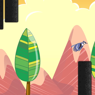 Попробуйте улететь как можно дальше, избегая опасные препятствия