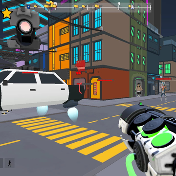 Шутер от первого лица в стиле киберпанк с сюжетом и миссиями.