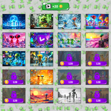 Собери инопланетян в увлекательной головоломке! Перемещай части картинки, чтобы восстановить изображение и победить в Микс Пазл: Инопланетяне!