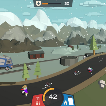 Зомби Дерби Пиксельное Выживание еще ни разу уничтожение зомби не было настолько ярким, динамичным и веселым.