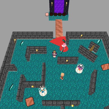 Прятки в майнкрафт - постройте стену из разбросанных по уровню блоков, защитись от наступающей толпы зомби! Не позволь сопернику уничтожить стену!