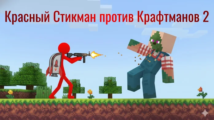 Красный Стикман против Крафтманов 2 на Пикабу Игры