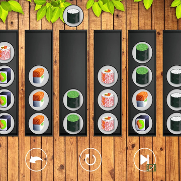 "Суши головоломка" - увлекательная игра, в которой тебе предстоит сортировать вкуснейшие суши! Помоги шефу!!!