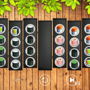 "Суши головоломка" - увлекательная игра, в которой тебе предстоит сортировать вкуснейшие суши! Помоги шефу!!!