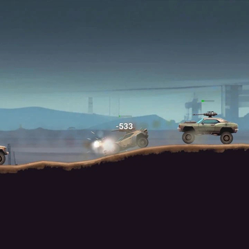 Выживай в пустошах за рулем смертоносной тачки! Стреляй, тарань, собирай трофеи. Тактические автобои в 2D!