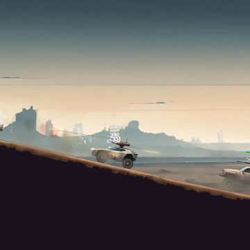 Выживай в пустошах за рулем смертоносной тачки! Стреляй, тарань, собирай трофеи. Тактические автобои в 2D!