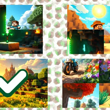 Микс Пазл: Майнкрафт – увлекательная головоломка! Собирайте перемешанные картинки из кубического мира, меняйте части местами и раскройте тайны Майнкрафта.