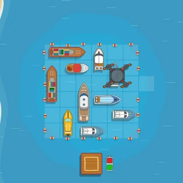 Разгадайте головоломки на воде! Перемещайте лодки и катера, освобождая путь для главного катера. Умное планирование, тактические маневры и уютная морская атмосфера ждут вас в этой сложной игре-парковке.